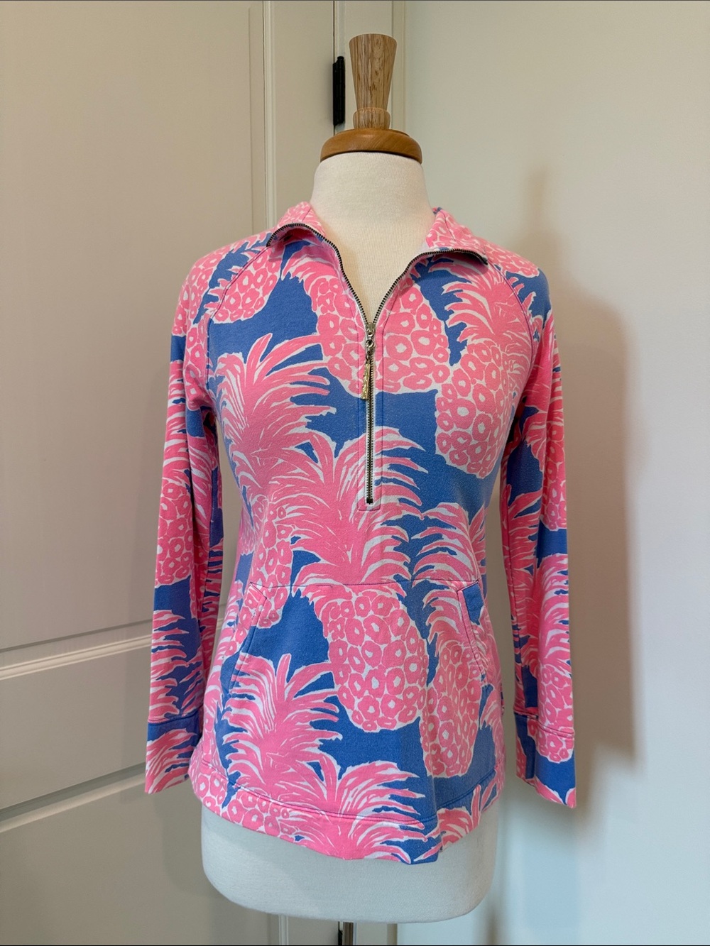 Lilly Pulitzer Pink & Blue Pineapple Zip-Front Pullover